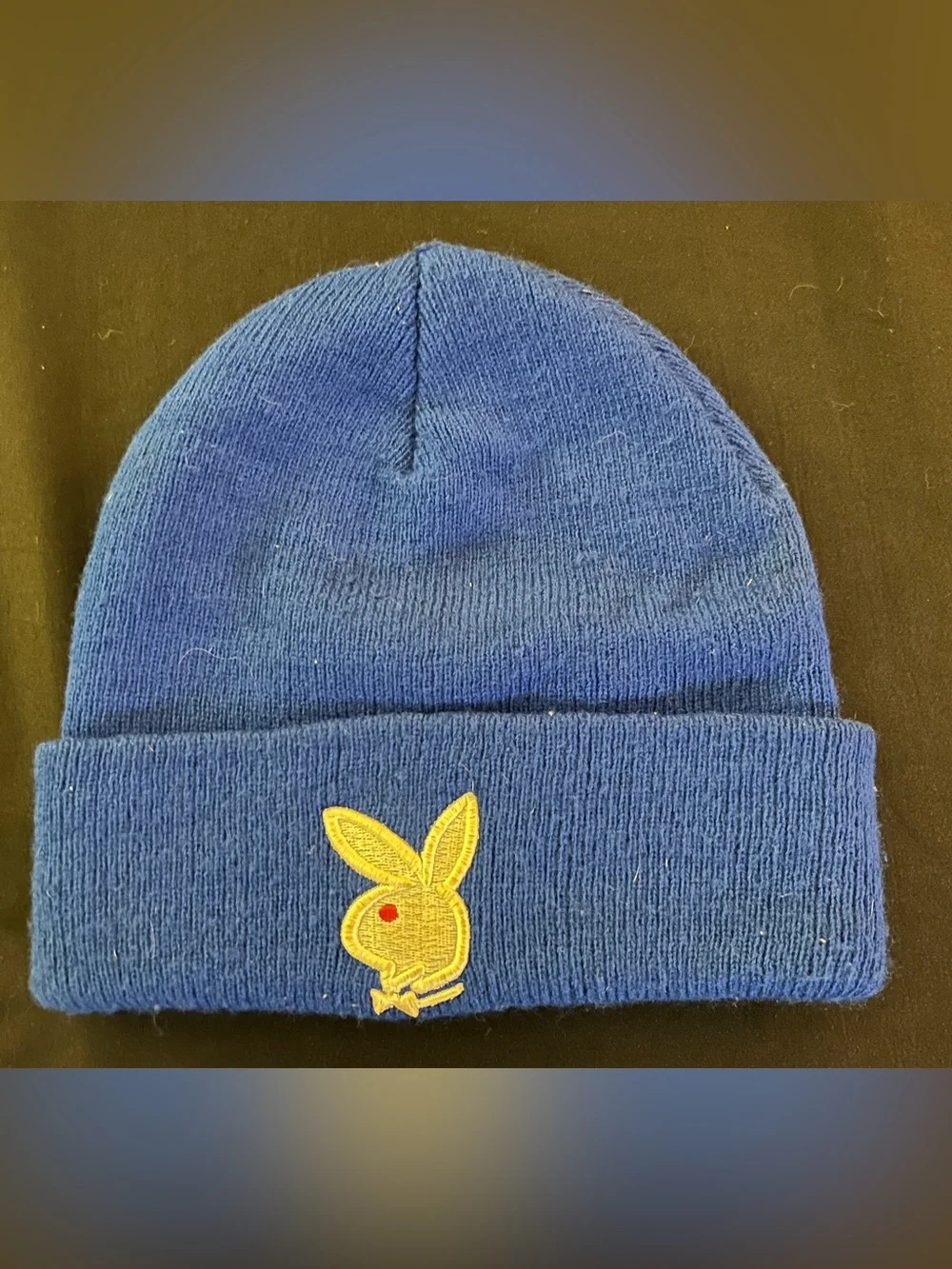 Vintage Playboy Bunny Embroidered Knit Beanie Hat Late 90s / Early 2000s Y2K Era